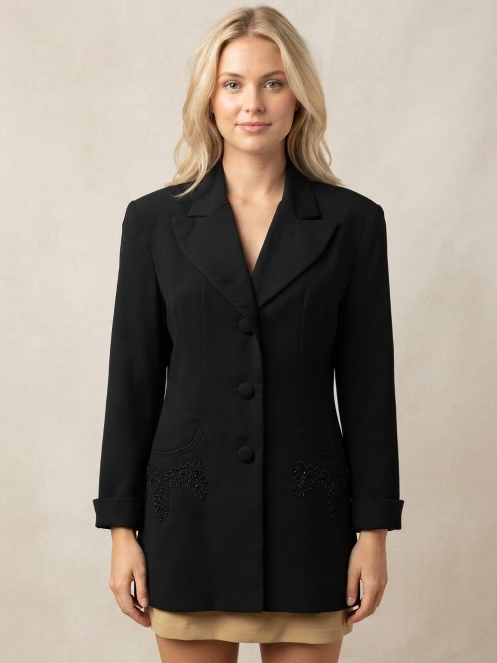 Vintage 90s Y2K North Frontier American L Black Western Victorian Blazer Jacket
